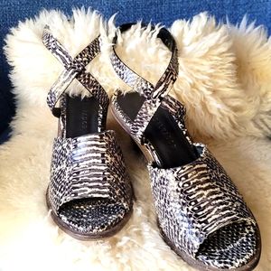Freda Salvador snake scaled chunky heel sandal. Size 9.